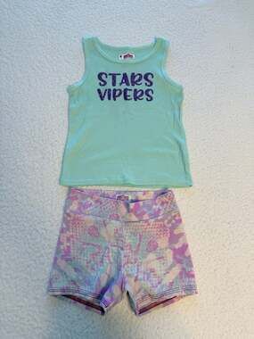 Daisy's Bowtique Girls Mint Stars Vipers All Star Cheer Tank and Snakeskin Print